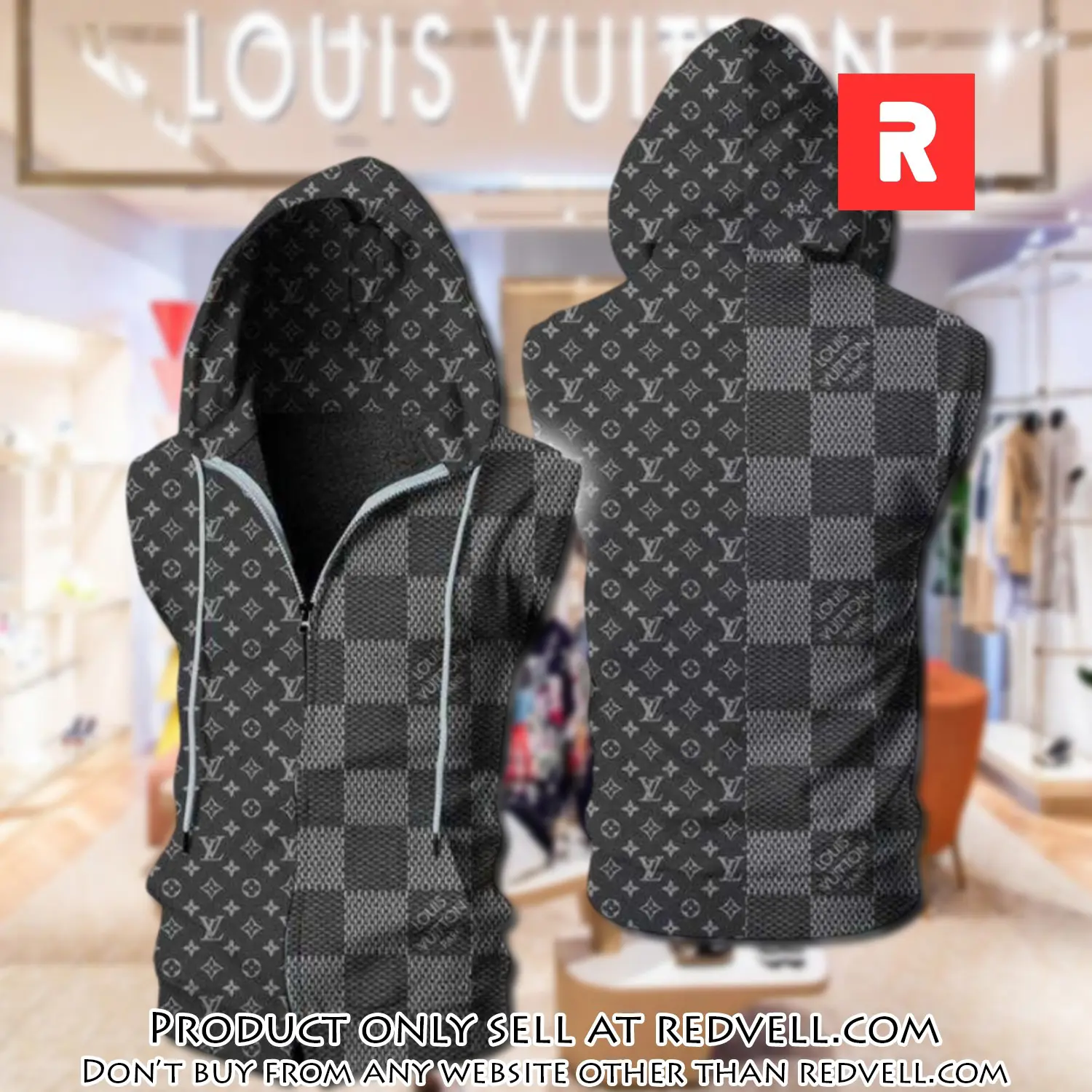 Louis vuitton grey unisex sleeveless zip up hoodie luxury for men women szh014 rv4947597
